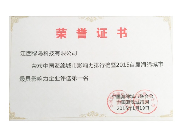 2015年海绵城市最具影响力企业